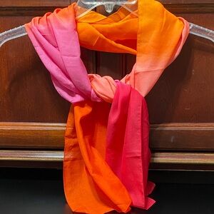 Betmar vintage Vibrant sheer ombré Pink and Orange shaded 61” x 15” Scarf
